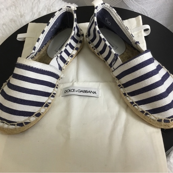 Dolce & Gabbana Other - Dolce & Gabbana Navy and White Striped Canvas Espadrilles